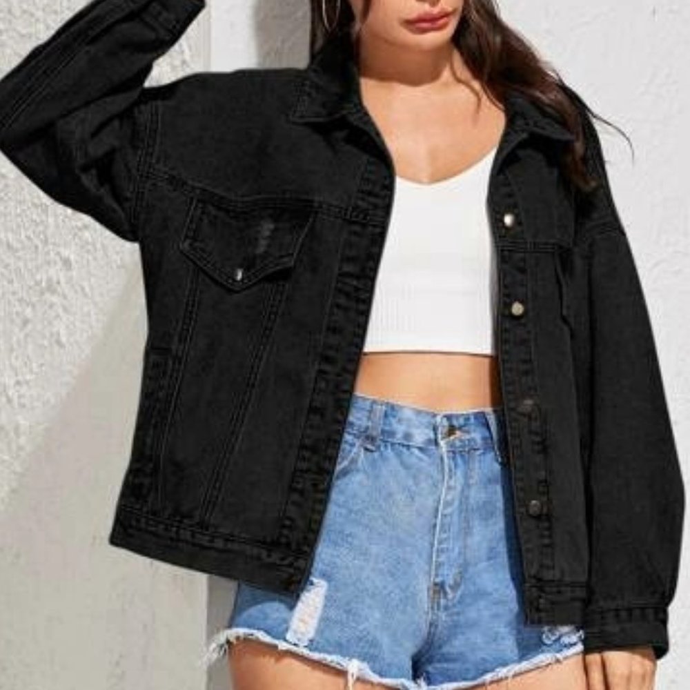 OVERSIZED '90s VINTAGE BLACK DENIM JACKET